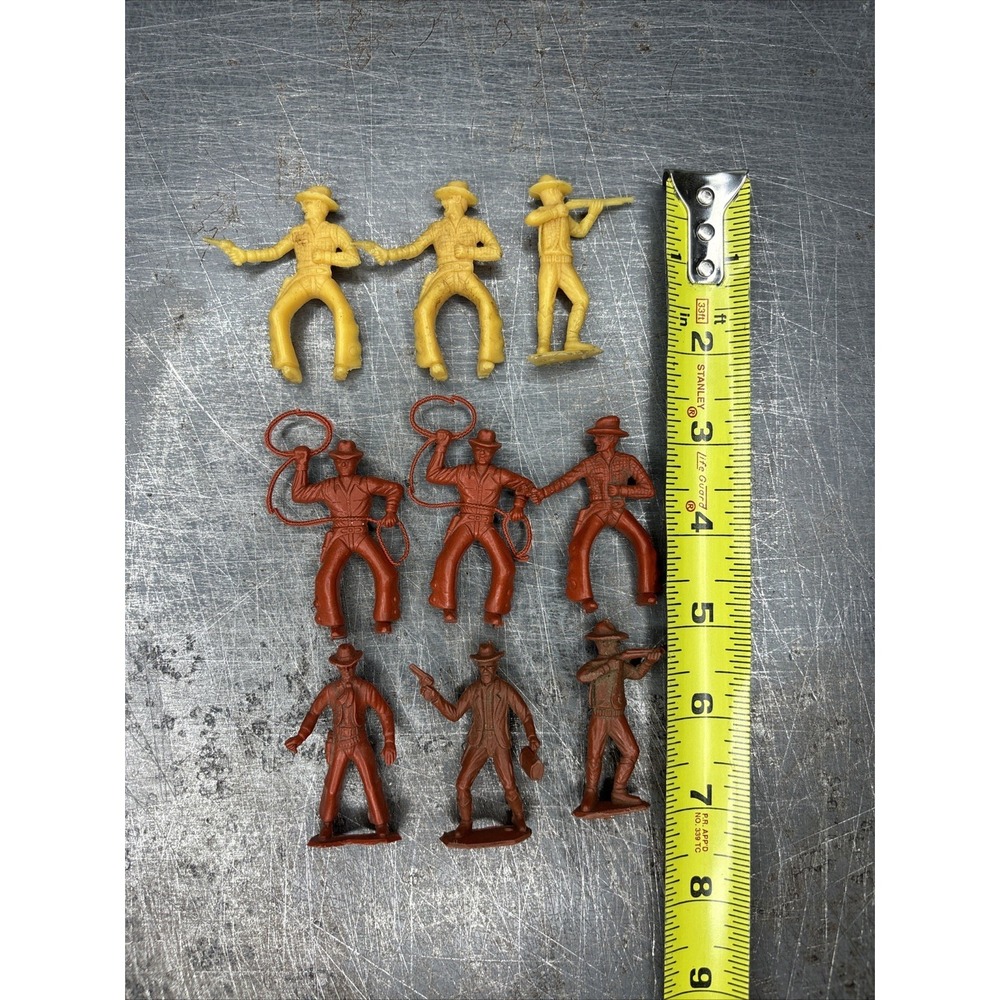 Lot Of 9 Vintage MPC Plastic Cowboy‎ Figures Various Colors Riding Lasso Shooter - Picture 8 of 8
